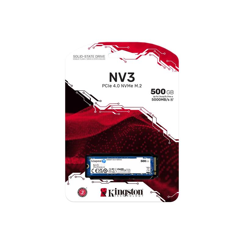 Накопичувач SSD  500GB M.2 NVMe Kingston NV3 M.2 2280 PCIe Gen4.0 x4 (SNV3S/500G)