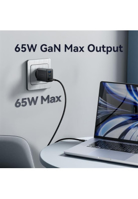 Мережевий зарядний пристрій Vention GaN III PD 65W QC3.0 5A Black (FERB0-EU)