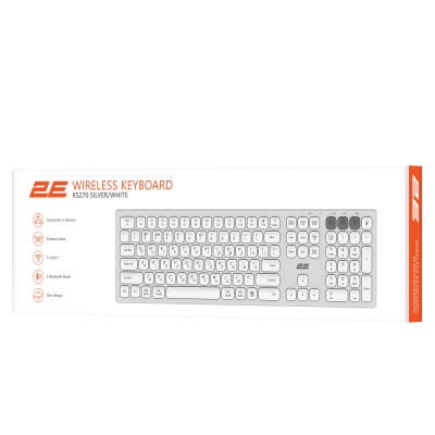Клавіатура бездротова 2E KS270 WL/BT EN/UKR Silver/White (2E-KS270WBWH_UA) Клавіатура бездротова 2E KS270 WL/BT EN/UKR Silver/White (2E-KS270WBWH_UA)