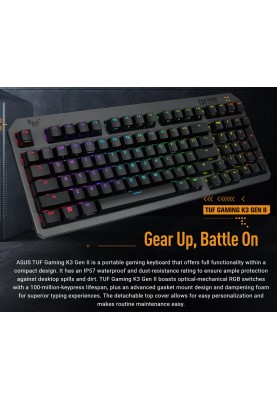 Клавiатура Asus TUF Gaming K3 Gen II Opti-Mech RGB 97key Switches ABS Black (90MP0390-BKMA00)