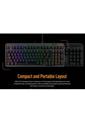 Клавiатура Asus TUF Gaming K3 Gen II Opti-Mech RGB 97key Switches ABS Black (90MP0390-BKMA00)