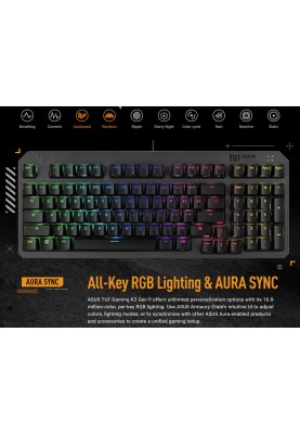 Клавiатура Asus TUF Gaming K3 Gen II Opti-Mech RGB 97key Switches ABS Black (90MP0390-BKMA00)