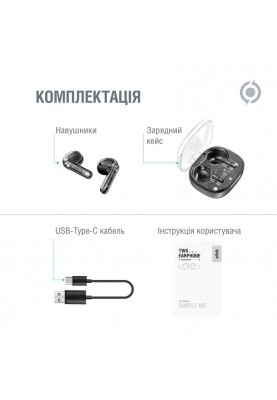 Bluetooth-гарнiтура Piko TWS-SimpleMe Black (1283126583438)