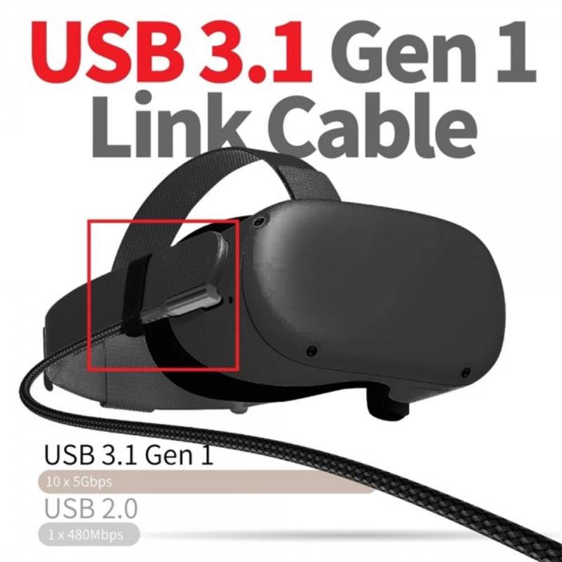 Кабель USB-Type-C Gtwin 90° Degrees Oculus Quest Gen2 Link VR USB 3.1 Gen1 5Gbps 3A 6m Black (1005003912229640UB6)