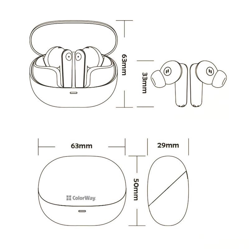 Bluetooth-гарнітура СolorWay Slim TWS-1 Earbuds Long Life Black (CW-TWS1BK1)