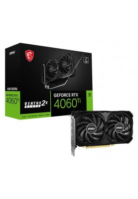 Відеокарта GF RTX 4060 Ti  8GB GDDR6 Ventus 2X Black E1 OC MSI (GeForce RTX 4060 Ti 8G VENTUS 2X BLACK E1 OC)