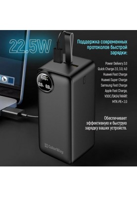 Універсальна мобільна батарея ColorWay LCD 50000mAh Black (CW-PB500LPA4BK-PDD)