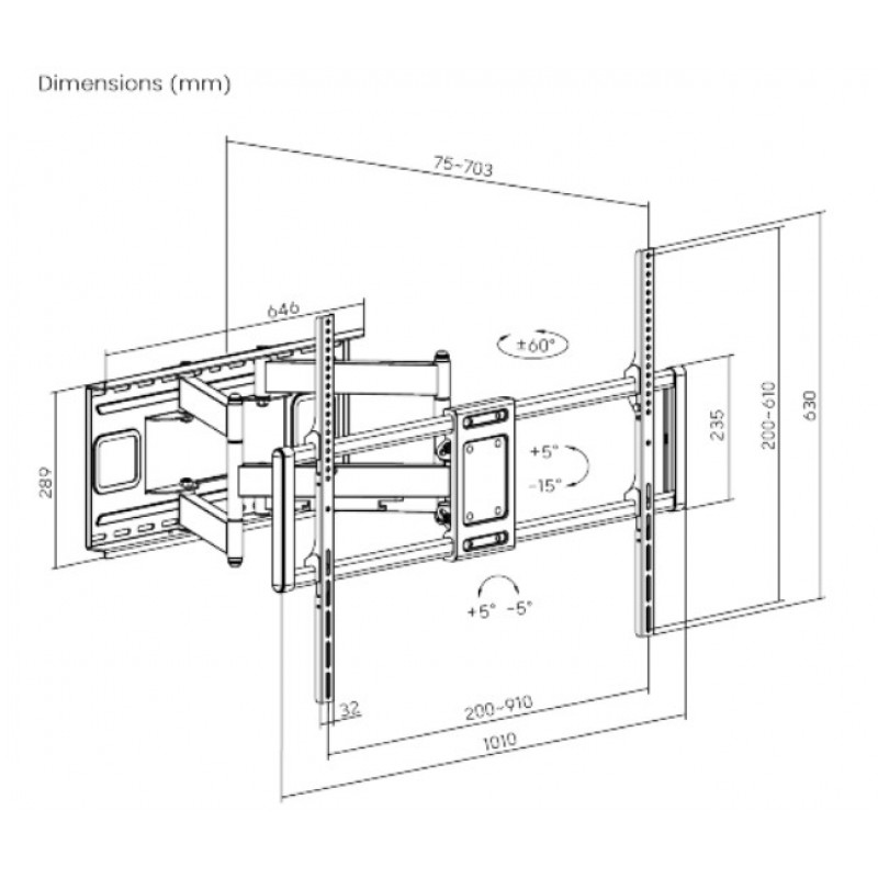 Кронштейн Gembird WM-120ST-01 (VESA900х600)