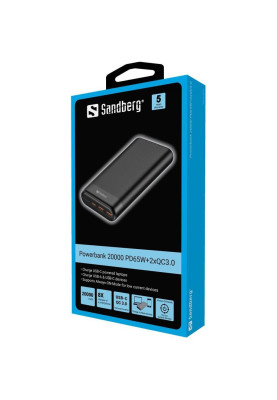 Універсальна мобільна батарея Sandberg Powerbank 20000mAh PD 65W Black (420-62)