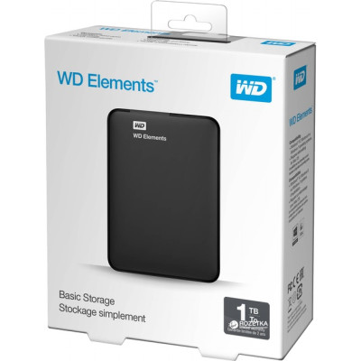 Зовнішній жорсткий диск 2.5" USB 1.0TB WD Elements Black (WDBUZG0010BBK-WESN) Зовнішній жорсткий диск 2.5" USB 1.0TB WD Elements Black (WDBUZG0010BBK-WESN)