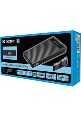 Універсальна мобільна батарея Sandberg AlwaysOn Powerbank 30000mAh DC+PD 120W Black (420-88)