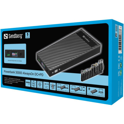 Універсальна мобільна батарея Sandberg AlwaysOn Powerbank 30000mAh DC+PD 120W Black (420-88)