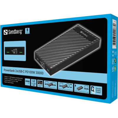 Універсальна мобільна батарея Sandberg Powerbank 30000mAh PD 100W Black (420-87)
