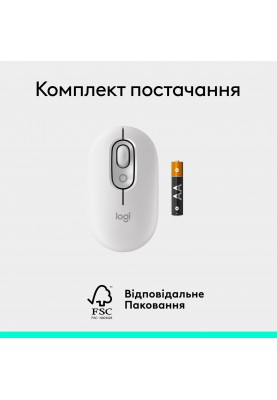 Миша бездротова Logitech Pop Mouse with Emoji Off-White (910-007411)