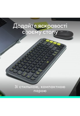 Комплект (клавіатура, миша) бездротовий Logitech Pop Icon Combo Graphite (920-013156)