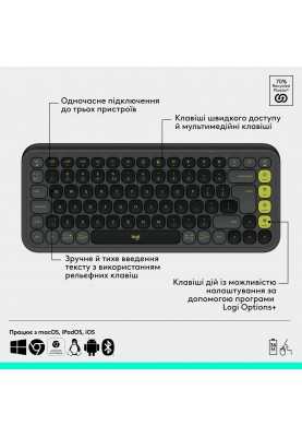 Комплект (клавіатура, миша) бездротовий Logitech Pop Icon Combo Graphite (920-013156)