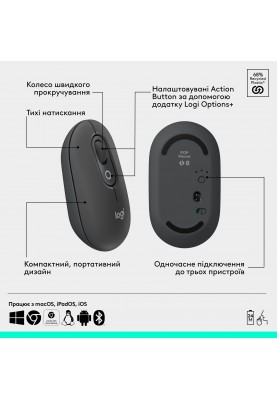 Комплект (клавіатура, миша) бездротовий Logitech Pop Icon Combo Graphite (920-013156)