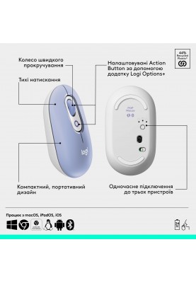 Комплект (клавіатура, миша) бездротовий Logitech Pop Icon Combo Lilac (920-013078)