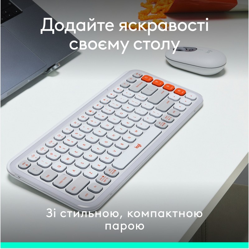 Комплект (клавіатура, миша) бездротовий Logitech Pop Icon Combo Off White (920-013141)