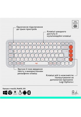 Комплект (клавіатура, миша) бездротовий Logitech Pop Icon Combo Off White (920-013141)