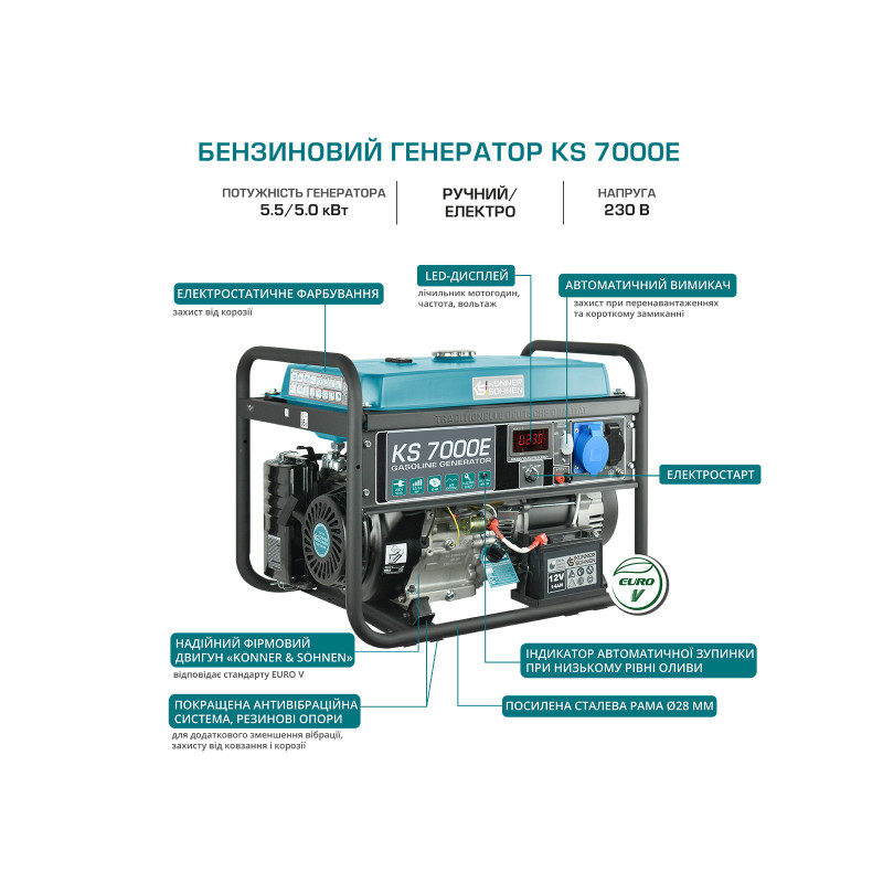 Генератор бензиновий Konner&Sohnen KS 7000E Генератор бензиновий Konner&Sohnen KS 7000E