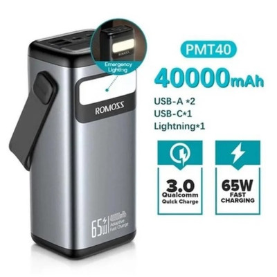 Універсальна мобільна батарея Romoss PMT40 40000mAh Black (PMT40-182-2133H)