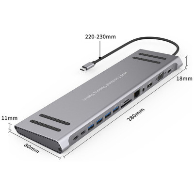 Концентратор-підставка USB-C XoKo AC-1400 (XK-AC1400-SL)