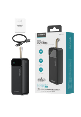 Універсальна мобільна батарея Choetech B730 30000mAh Black (B730-BK)