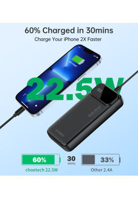Універсальна мобільна батарея Choetech B729 20000mAh Black (B729-BK)