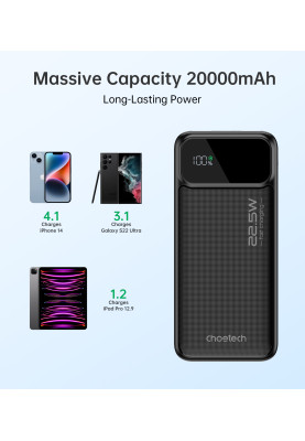 Універсальна мобільна батарея Choetech B729 20000mAh Black (B729-BK)