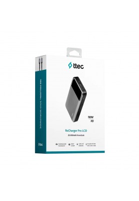 Універсальна мобільна батарея Ttec 20000mAh ReCharger Pro LCD PD 130W Space Gray (2BB218UG)