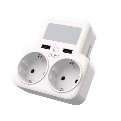 Мережевий зарядний пристрій XO WL09 (2 розетки 4000W; 2USB 2.4A) White (WL09.white)