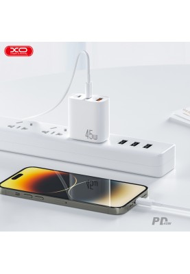 Мережевий зарядний пристрій XO L117 (2USB-С, 1USB, 3А) PD, QC 3.0 White (L117.white)