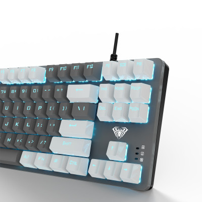 Клавіатура Aula Mechanical F3287 White/Grey Keycap KRGD Blue (6948391240688) Клавіатура Aula Mechanical F3287 White/Grey Keycap KRGD Blue (6948391240688)