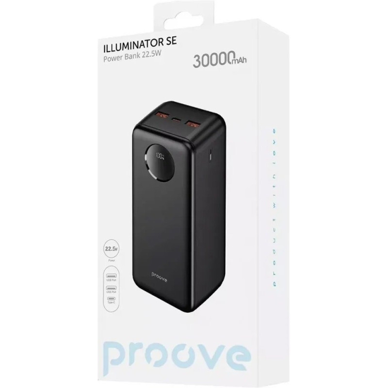 Універсальна мобільна батарея Proove Illuminator SE 22.5W 30000mAh Black (PBIL30212201)