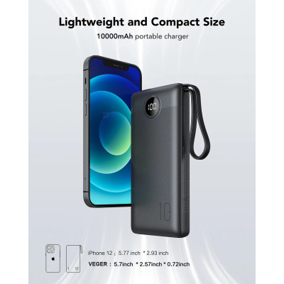Універсальна мобільна батарея Veger C10 10000mAh, Black (1283126526848)