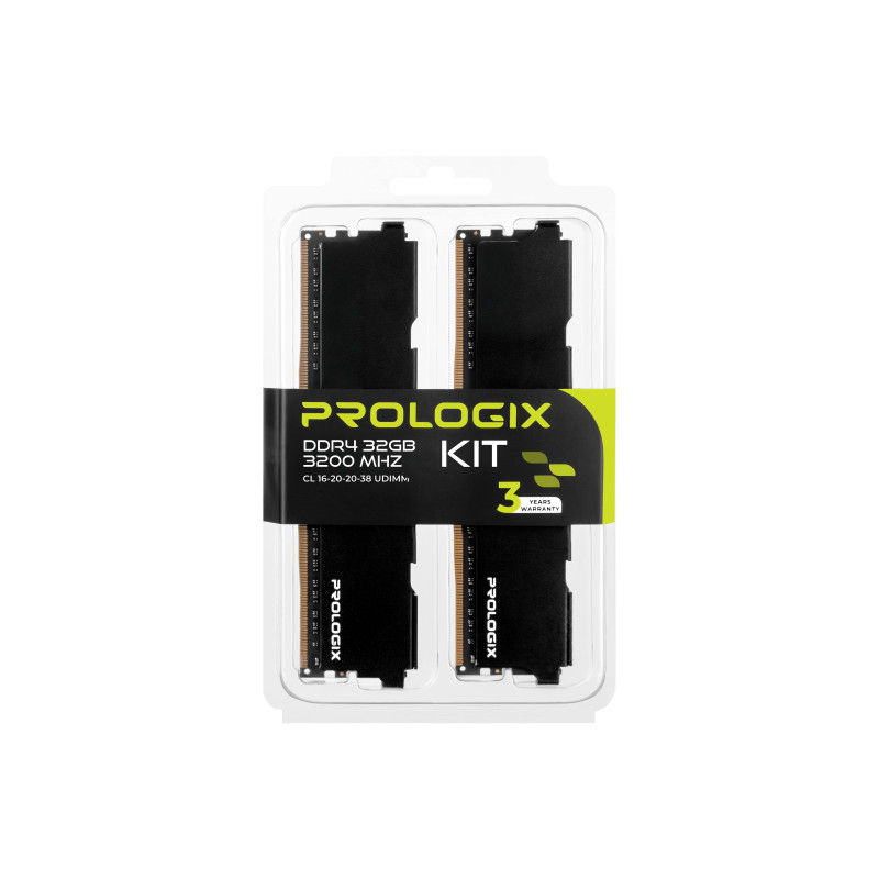 Модуль пам`ятi DDR4 2x16GB/3200 Prologix Black (PRO32GB3200B4K)