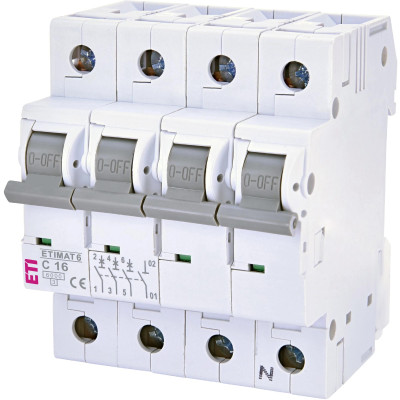 Автоматичний вимикач ETI ETIMAT 6 3p+N C 16 А (6 kA) (2146516)