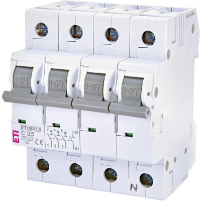 Автоматичний вимикач ETI ETIMAT 6 3p+N C 25 А (6 kA) (2146518)