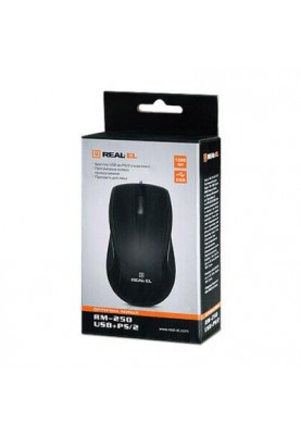 Мишка REAL-EL RM-250 Black USB+PS/2
