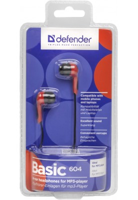 Навушники Defender Basic-604 Black/Red (63605)