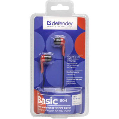 Навушники Defender Basic-604 Black/Red (63605)