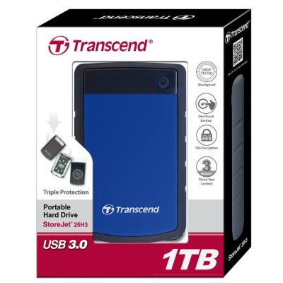 Накопичувач зовнiшнiй 2.5` USB 1TB TRANSCEND StoreJet 25H3B (TS1TSJ25H3B)