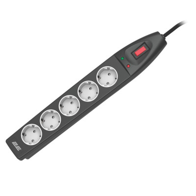 Мережевий фільтр 2E 5хSchuko, 10 м, чорний (2E-SP515M10BK)