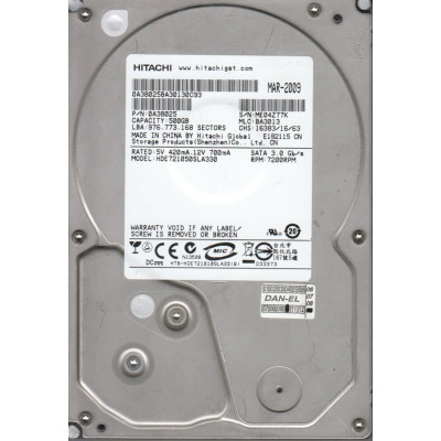 Накопичувач HDD SATA  500GB Hitachi Deskstar E7K1000 7200rpm 32MB (HDE721050SLA330) Refurbished