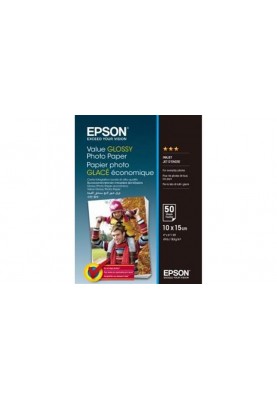 Фотопапiр EPSON Value Glossy Photo Paper глянцева 183г/м2 10х15см 50арк. (C13S400038)