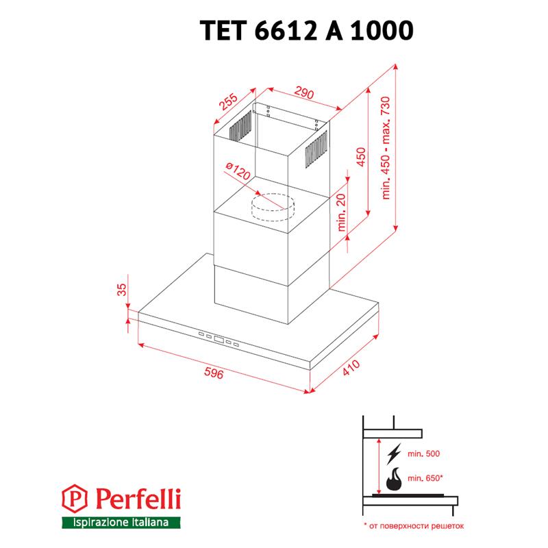 Вытяжка Perfelli TET 6612 A 1000 BL LED