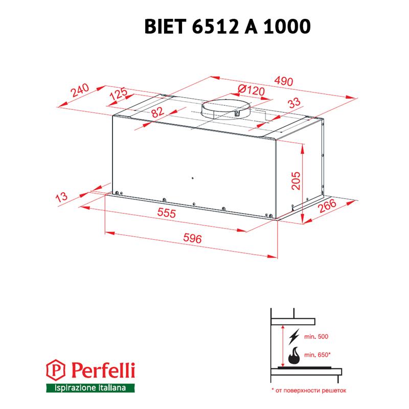 Витяжка Perfelli BIET 6512 A 1000 BL LED