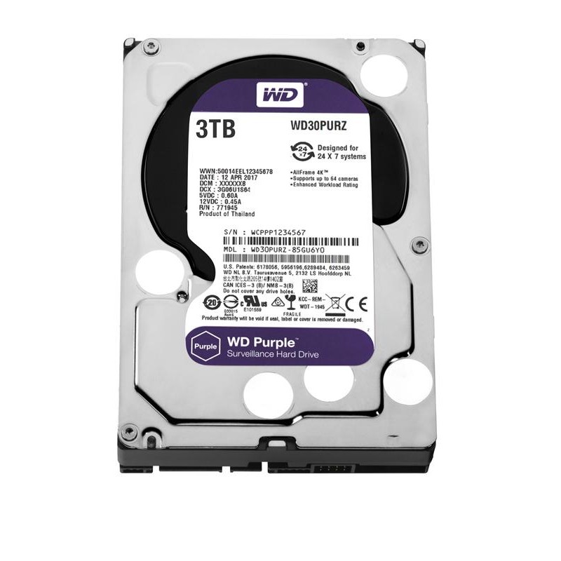 Накопичувач HDD SATA 3.0TB WD Purple 5400rpm 64MB (WD30PURZ) Refurbished