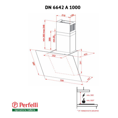 Витяжка Perfelli DN 6642 A 1000 BL LED